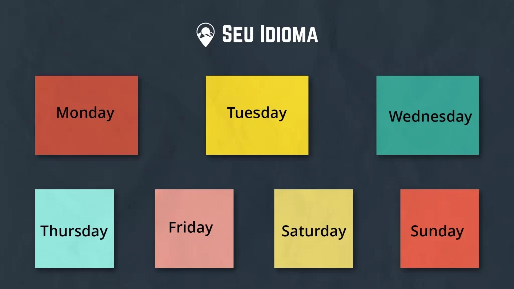 Dias da Semana em Ingles com tradução Português 